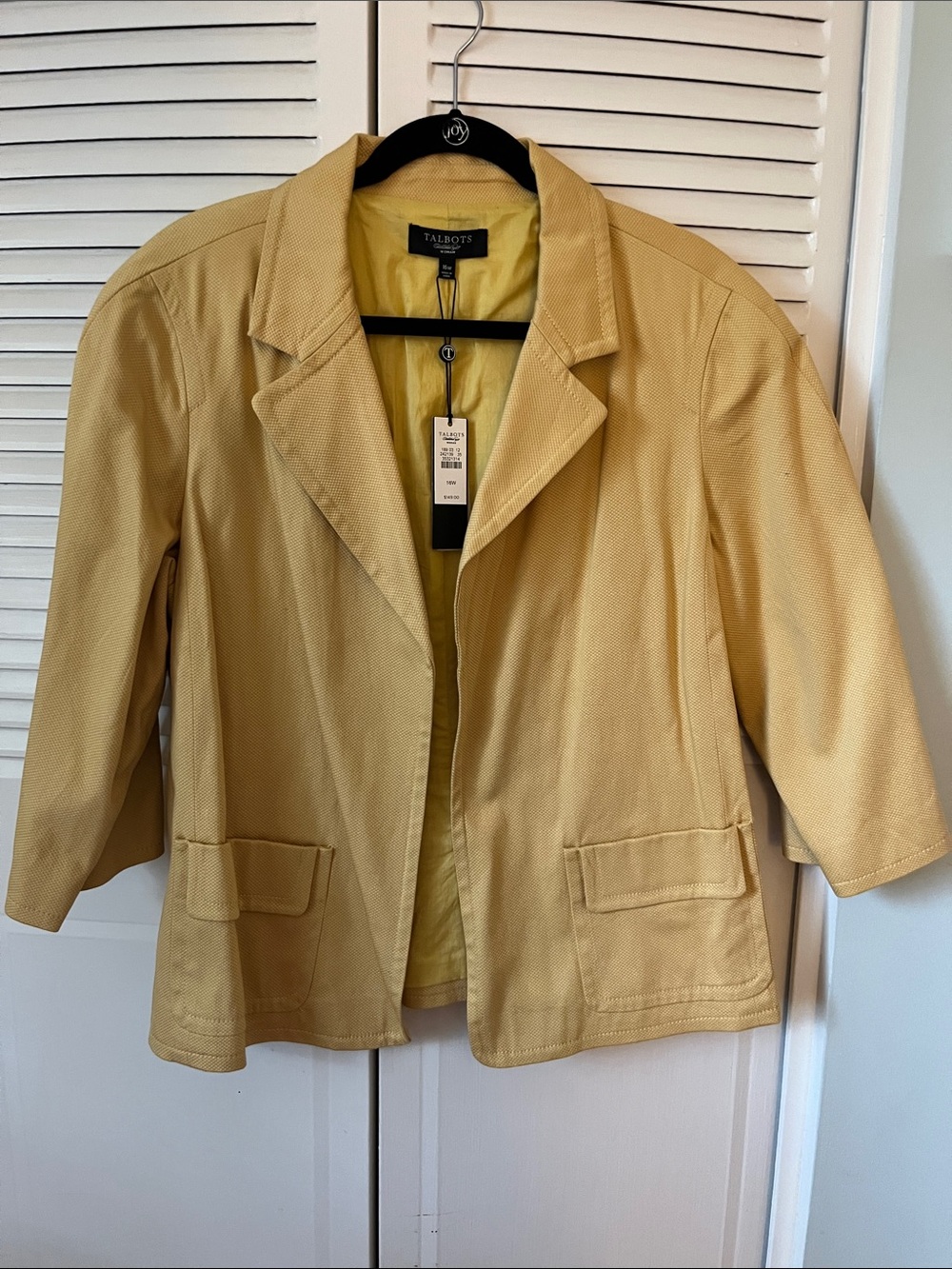Talbots Women's Golden Yellow 3/4 Sleeve Blazer Jacket
